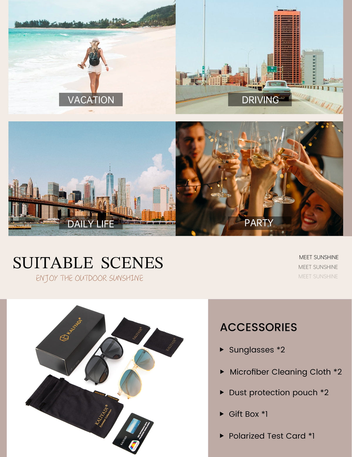 KALIYADI Aviator Sunglasses for Women,Retro Square Sun Glasses with 70s Vintage Style and UV Protection 2 Pack WMKAS2410-1-5