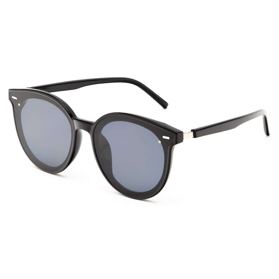 trendy oversized polarized sunglasses (Black Frame Black Lens)