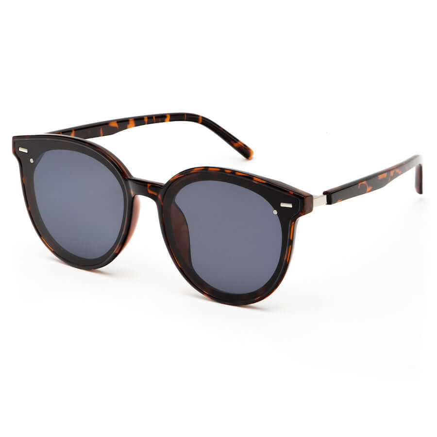 trendy oversized polarized sunglasses (Tortoise Frame Grey Lens)