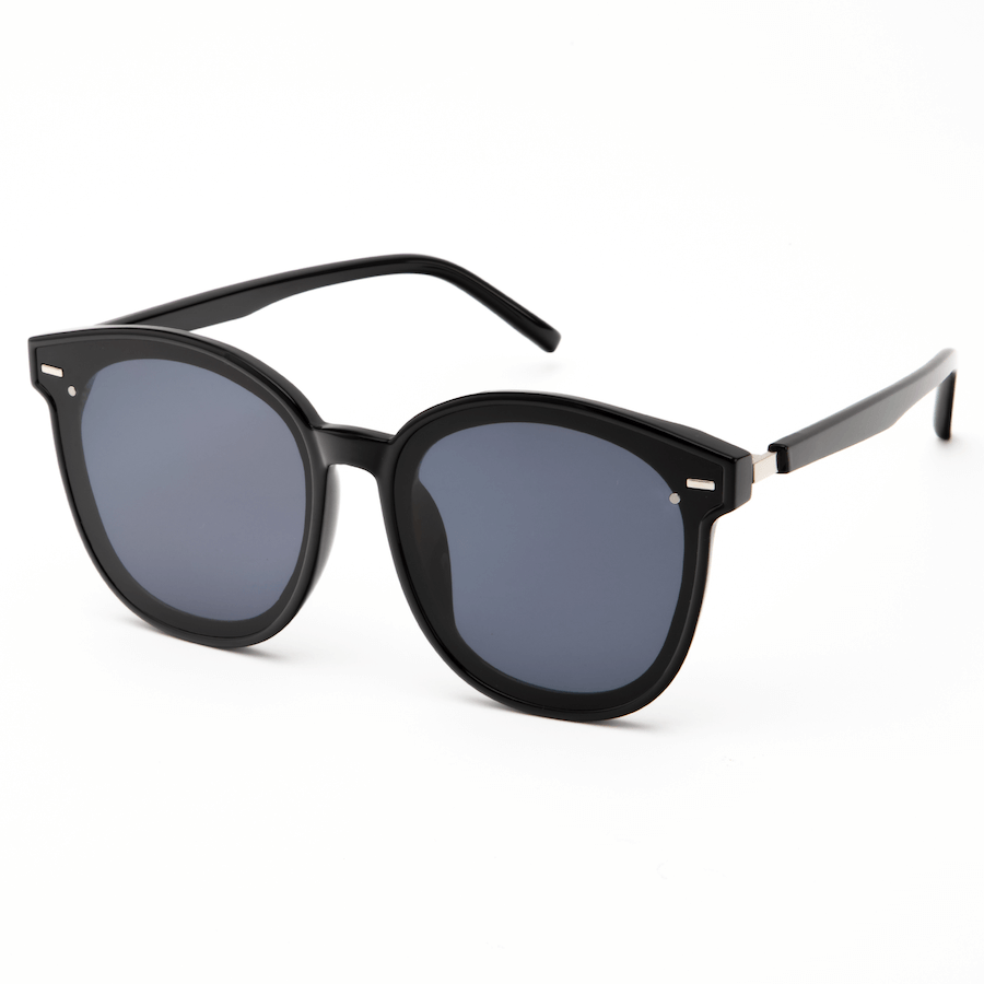 trendy oversized polarized sunglasses (Black Frame Black Lens)