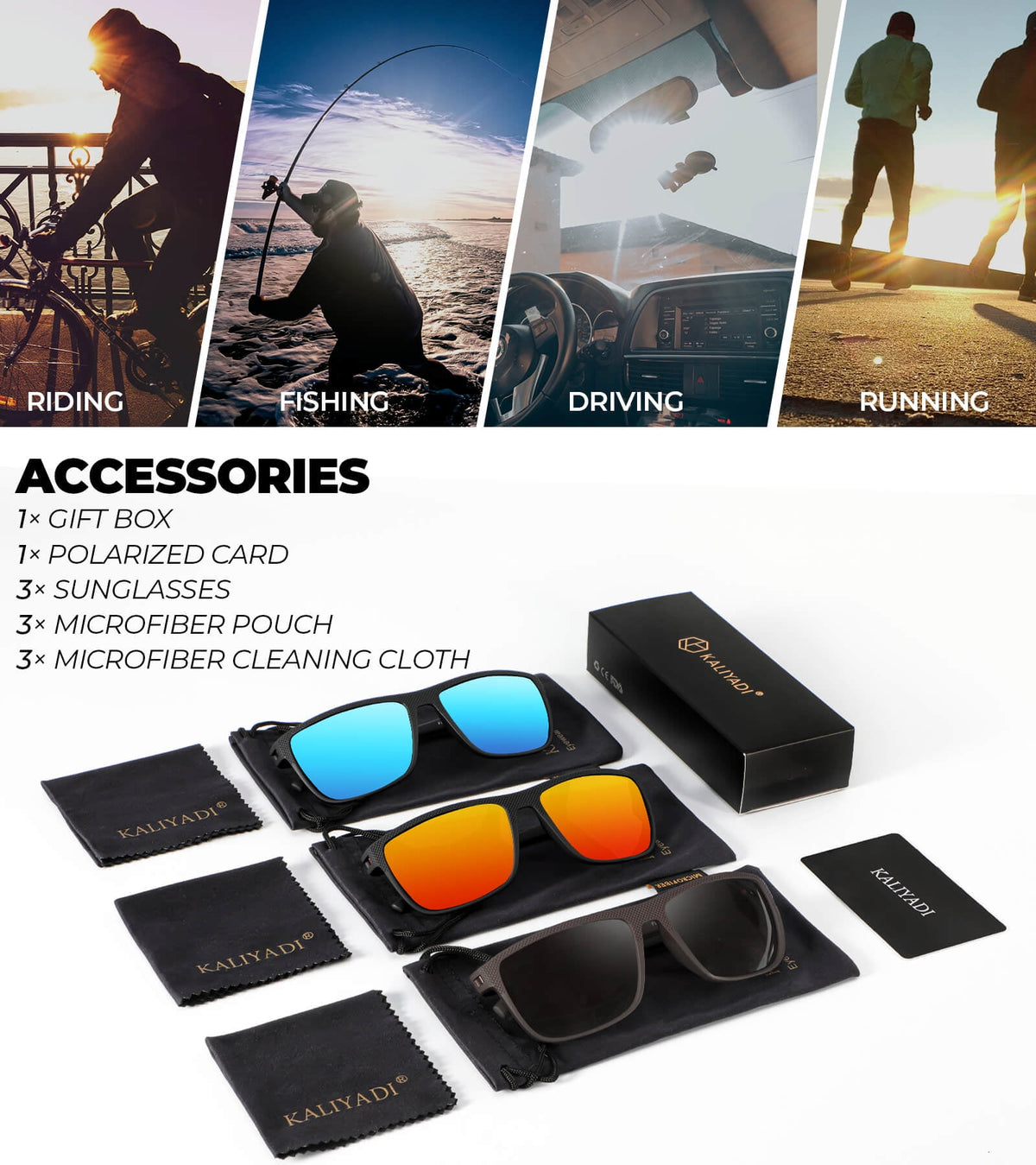 Polarized Sunglasses for Men Lightweight Sun Glasses with UV Protection Mens Sports Sunglasses for Golf Hiking Fishing Driving WMS45-3-6-10