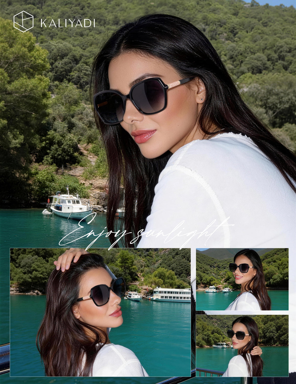 KALIYADI Sunglasses Retro Polarized Sun Glasses for Women with UV Protection (2 Pack) WMKAS3704-1-S37-1