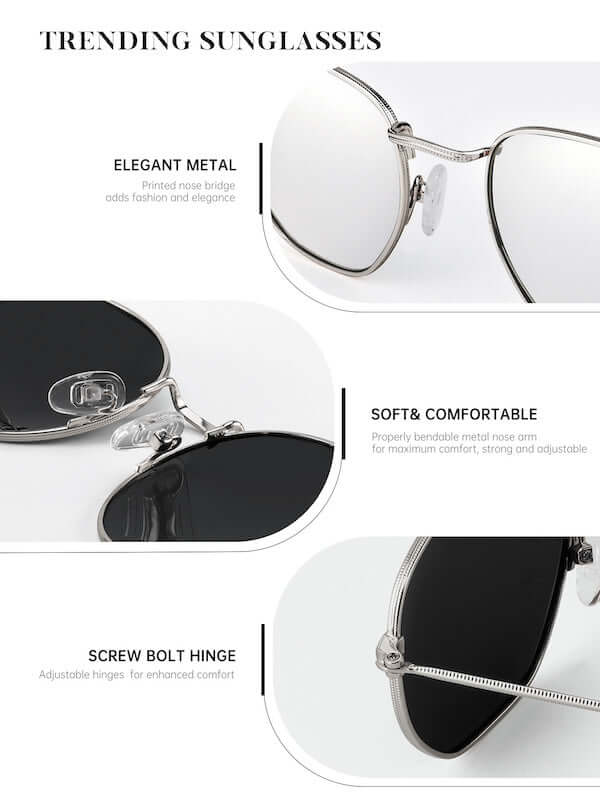 Metal Frame Hexagon Sunglasses S41-8