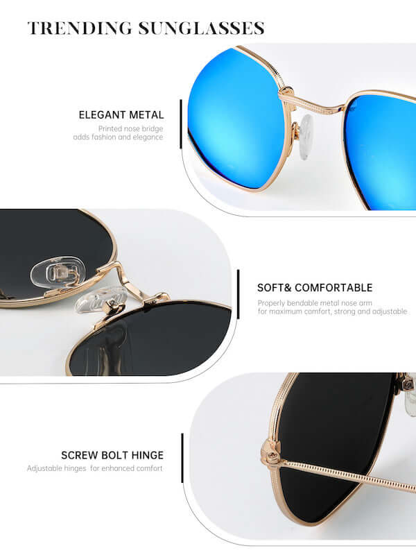 Metal Frame Hexagon Sunglasses S41-6