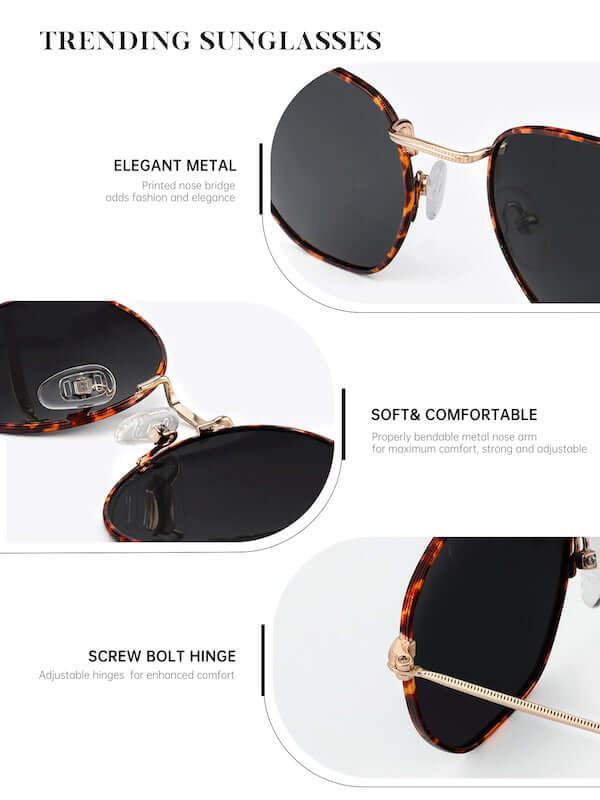 Metal Frame Hexagon Sunglasses S41-3