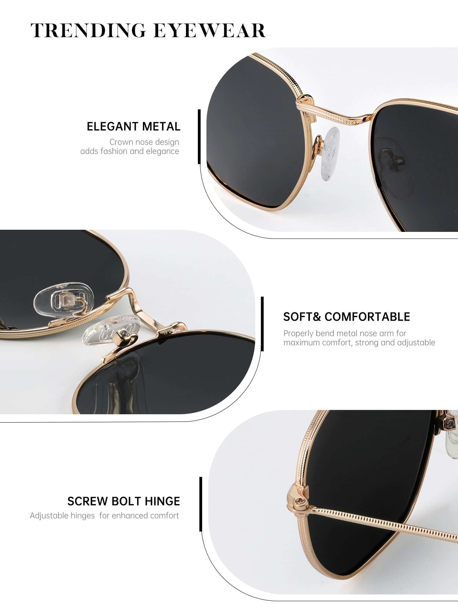 Metal Frame Hexagon Sunglasses S41