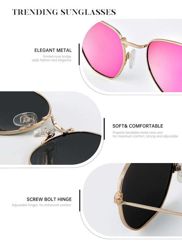 Metal Frame Hexagon Sunglasses S41-7