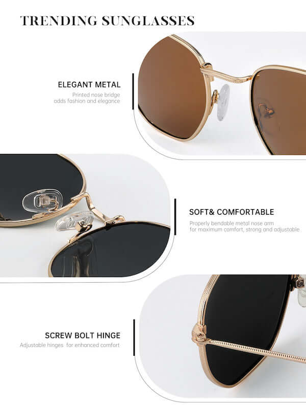 Metal Frame Hexagon Sunglasses S41-5