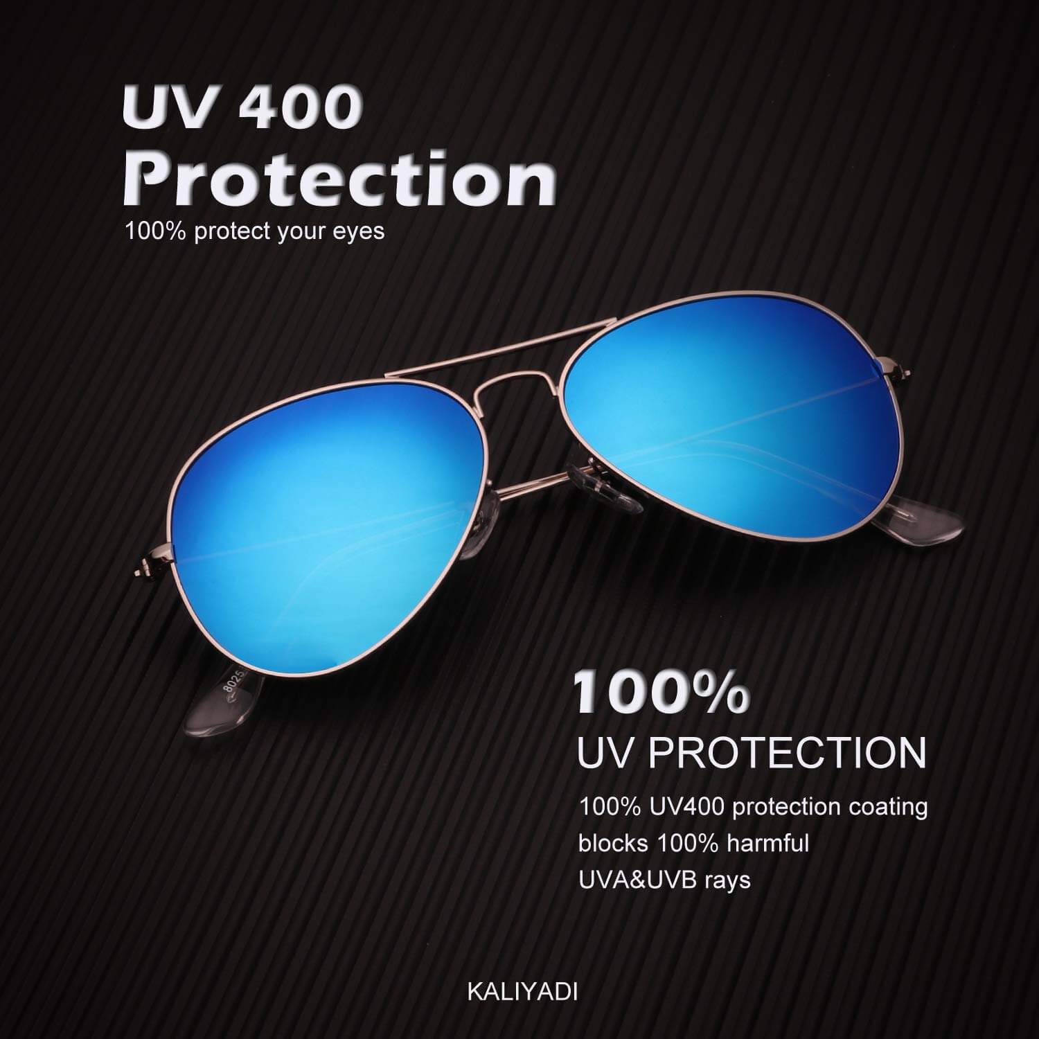 Gold Frame Blue Lens UV 400 Protection