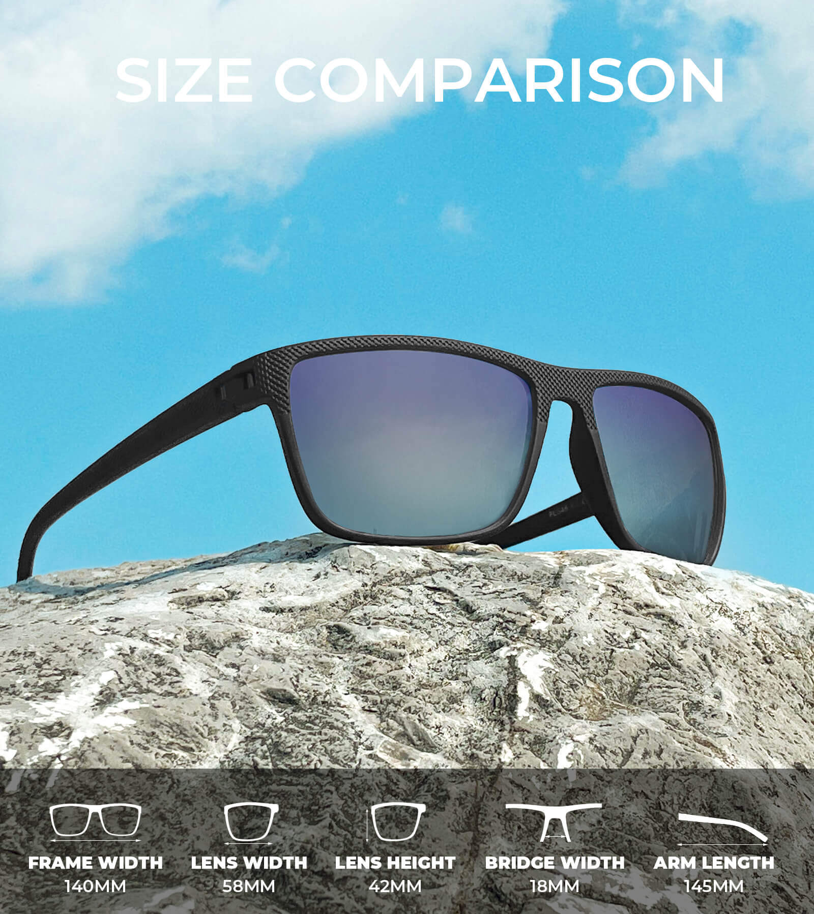 Classic Rectangle Sunglasses S45 (3 Pack)