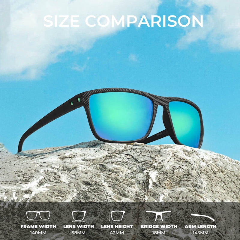KALIYADI Polarized Sunglasses Men,Lightweight Mens Sunglasses Polarized UV Protection Driving Fishing Golf (Black/Dark Blue/Green) WMKAS45-1-4-5