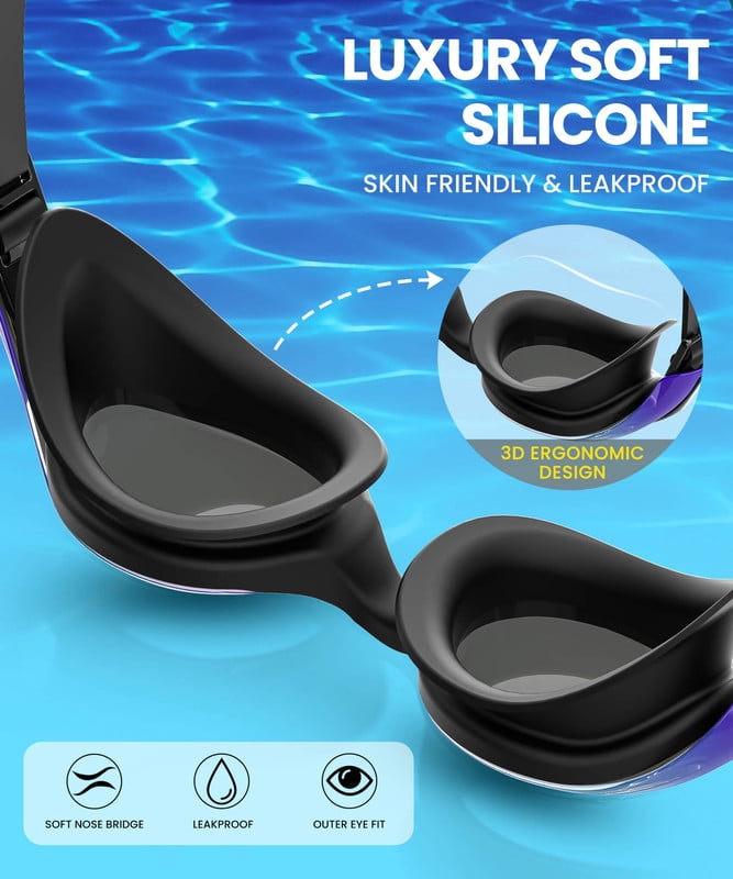 Adult Swim Goggles,3 Pack Swimming Goggles for Swimming,Goggles Swimming for Woman and Men,Anti Fog Swim Goggles WMKAY02-1-2-7