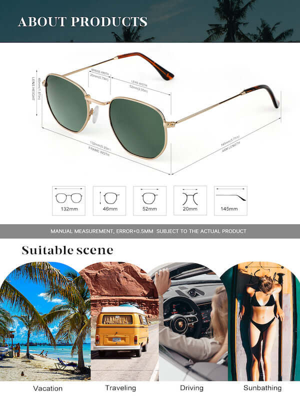 Metal Frame Hexagon Sunglasses S41-4