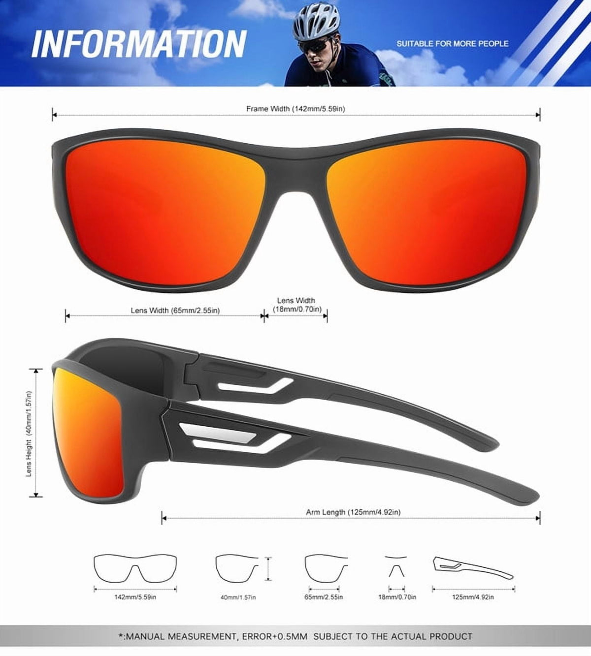 KALIYADI Sunglasses-Men Polarized Sports Sun-glasses: Mens Sunglasses Polarized UV Protection Driving Running Cycling Outdoor WMS67-2-4-5
