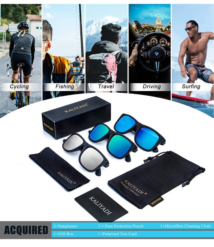 KALIYADI Polarized Sunglasses for Men and Women Vintage Style Sun Glasses for Fishing Running Driving with UV Protection WMKAS65-2-3-5