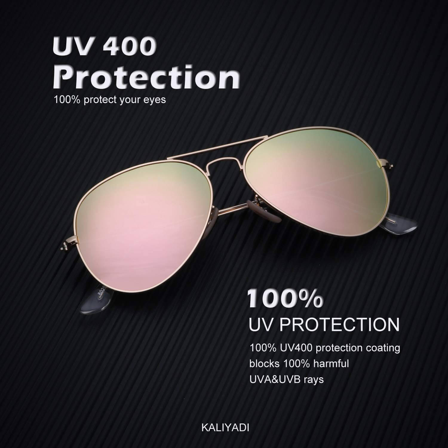 Gold Frame Light Pink Lens UV 400 Protection