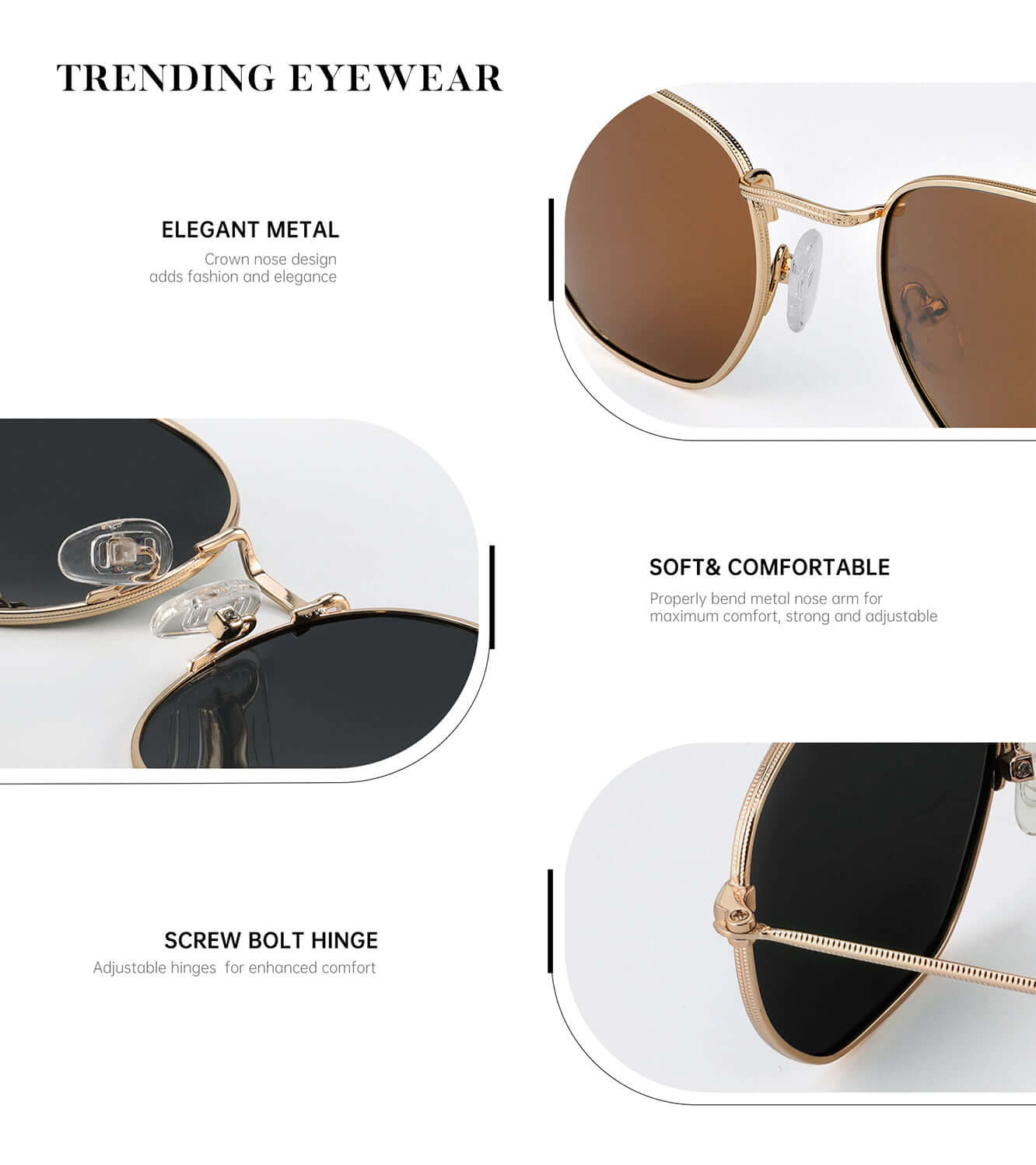 Metal Frame Hexagon Sunglasses S41