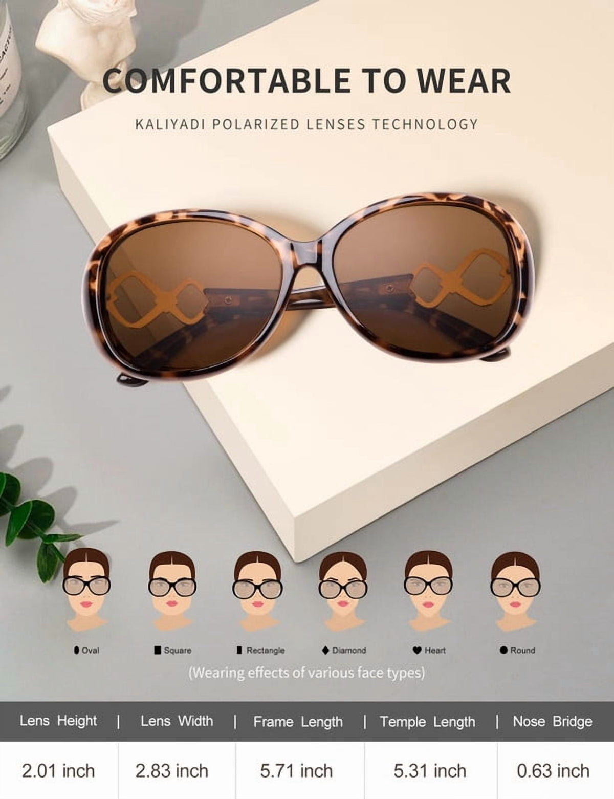 KALIYADI Oversized Sunglasses for Women, Vintage Women Sunglasses Trendy Polarized Sunglasses with UV Protection WMKAS3703-3