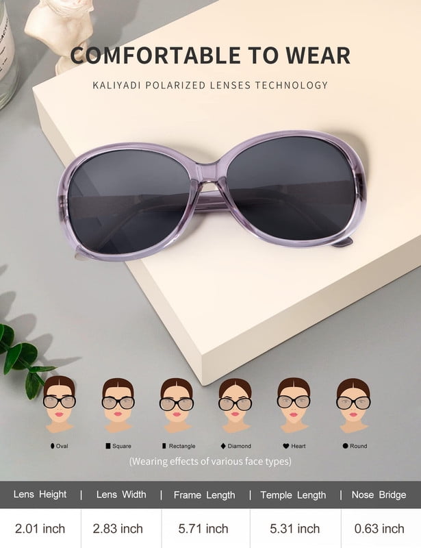 KALIYADI Women's Oversized Sunglasses Butterfly Vintage Polarized Sun Glasses with UV Protection for Women WMKAS3704-4