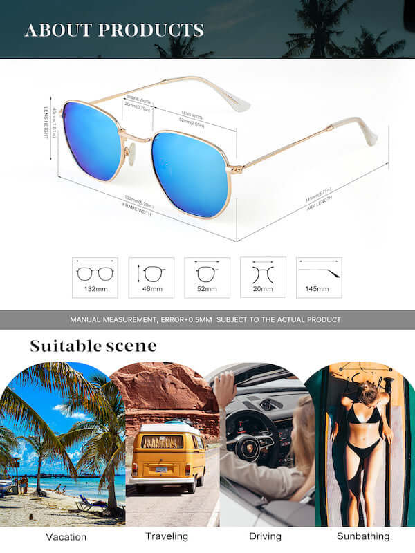 Metal Frame Hexagon Sunglasses S41-6