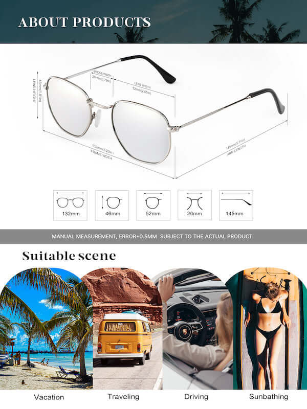 Metal Frame Hexagon Sunglasses S41-8