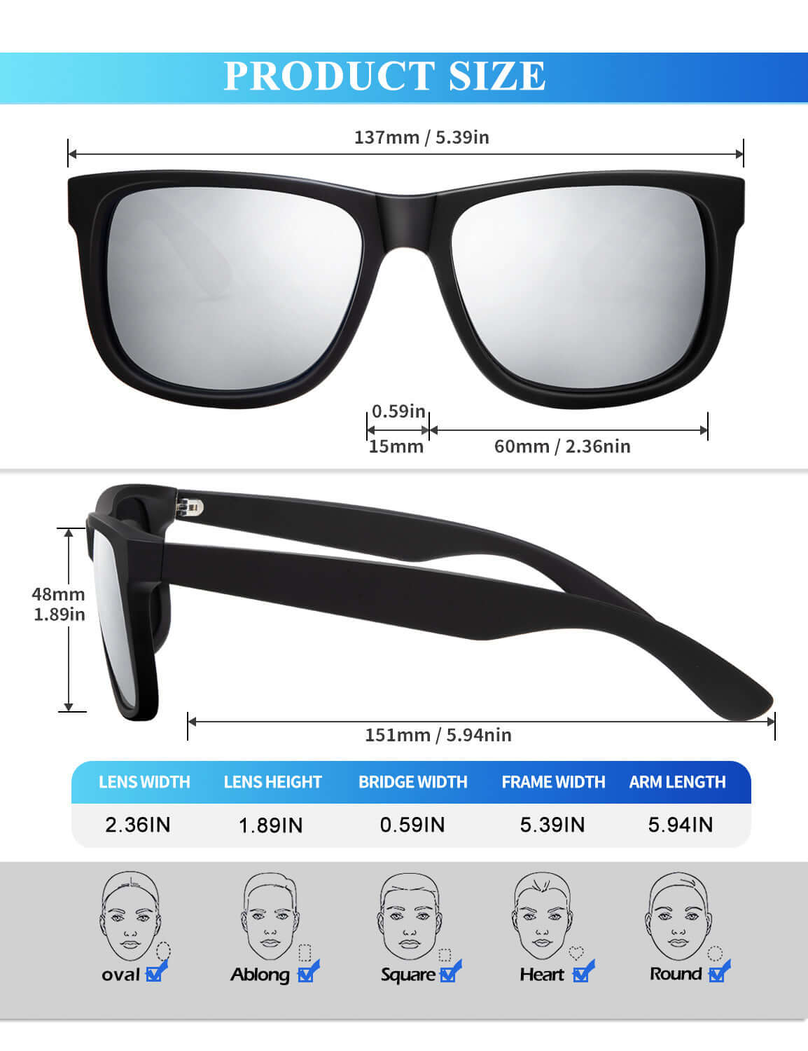 Classic Rectangle Sunglasses (3 Pack) S65