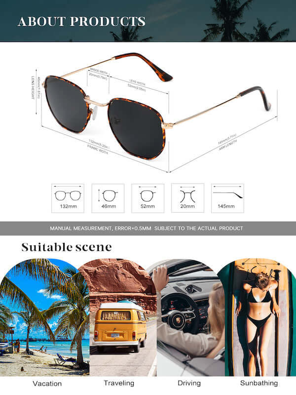 Metal Frame Hexagon Sunglasses S41-3