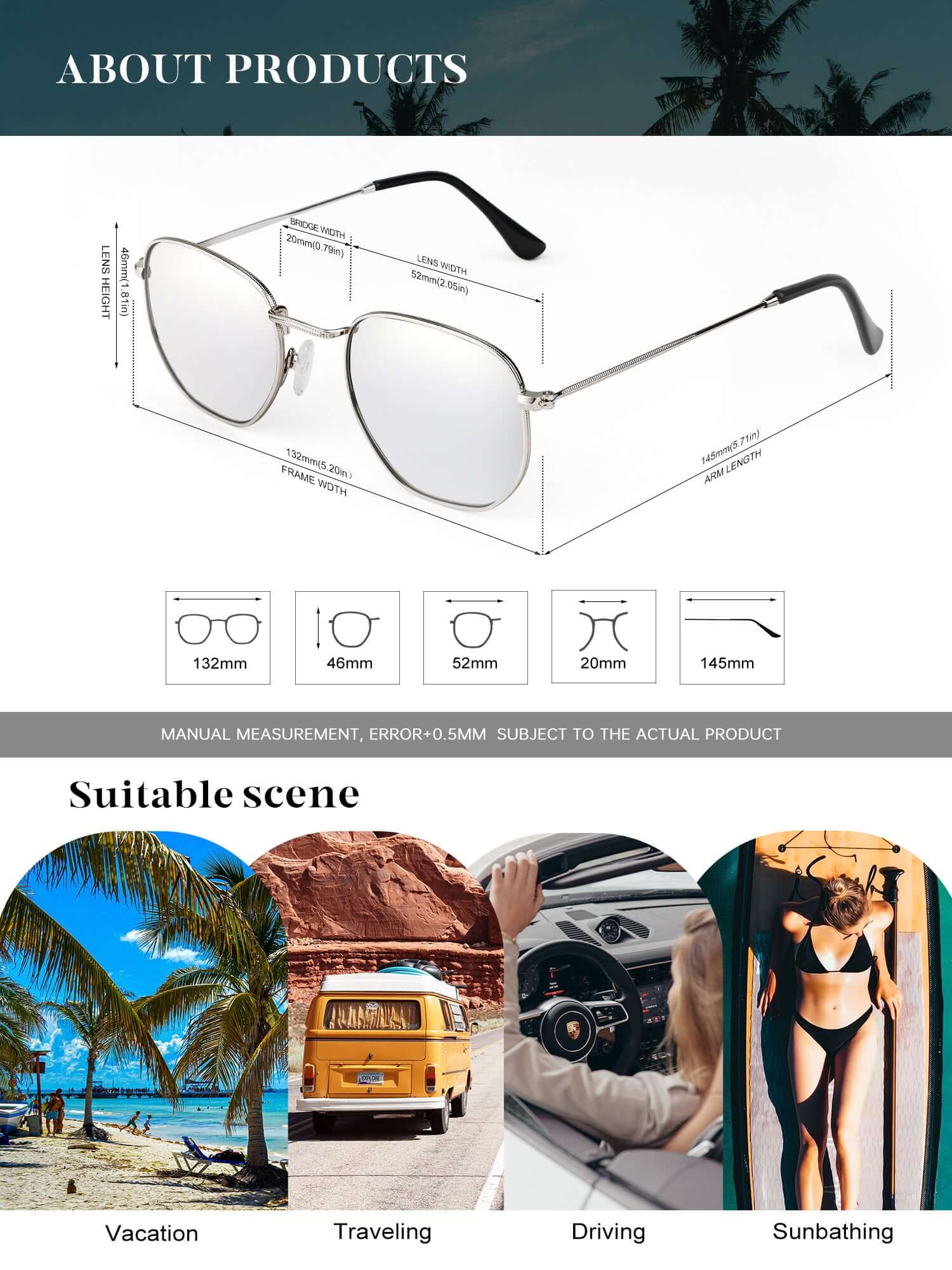 Metal Frame Hexagon Sunglasses S41