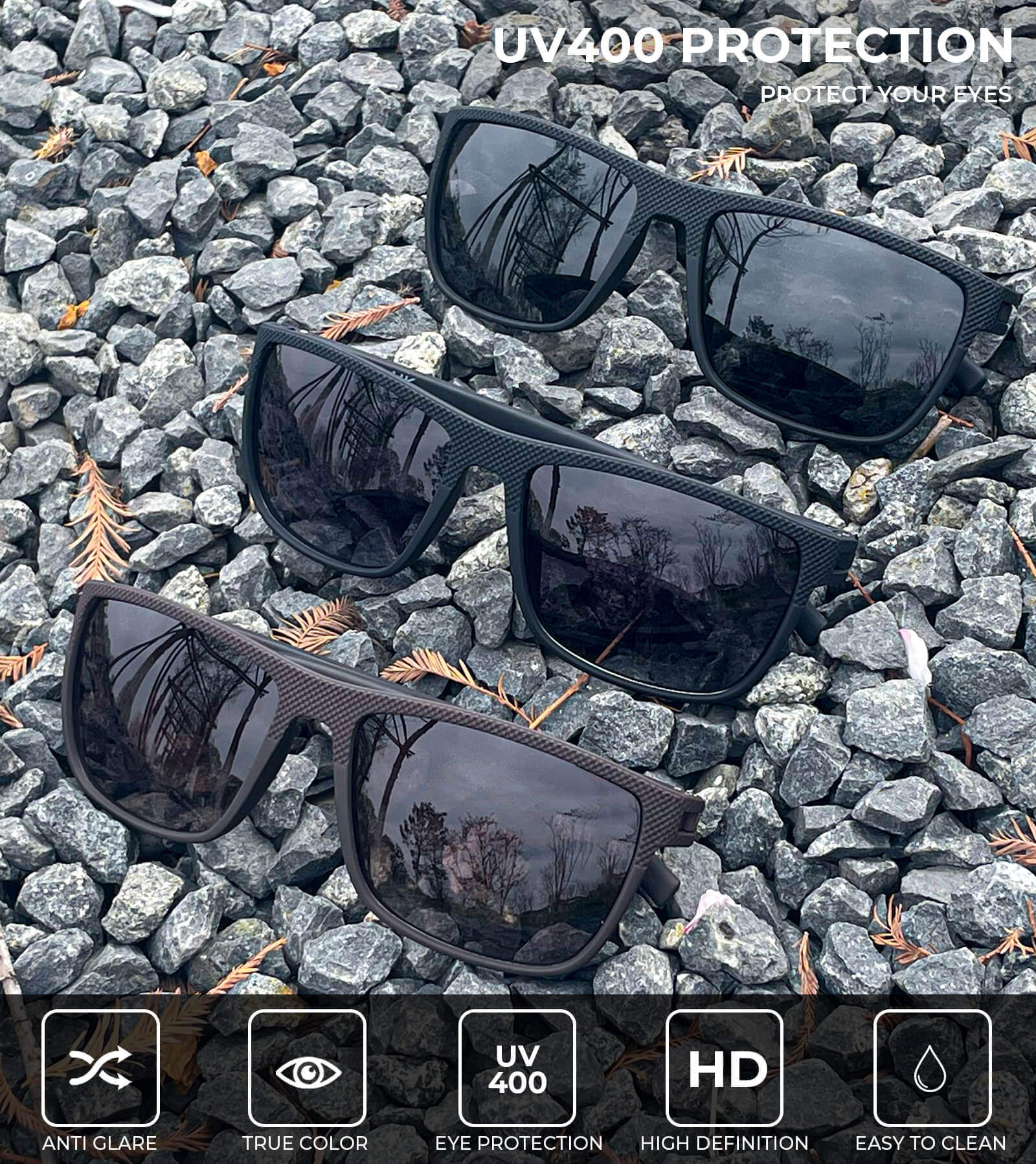 Classic Rectangle Sunglasses S45 (3 Pack)