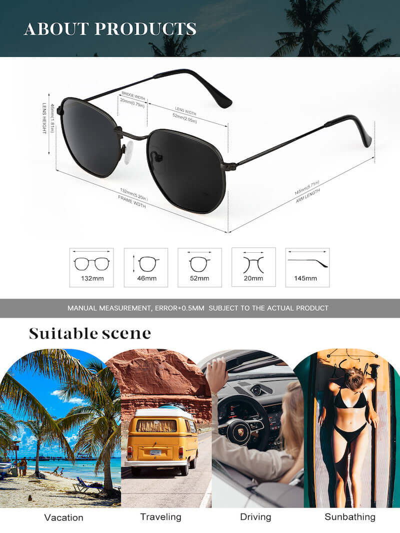 Metal Frame Hexagon Sunglasses S41-1