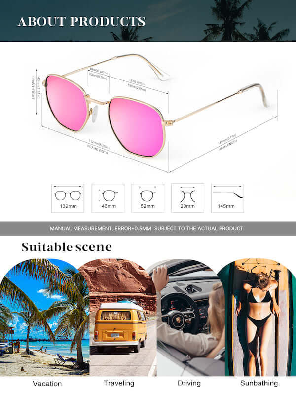 Metal Frame Hexagon Sunglasses S41-7