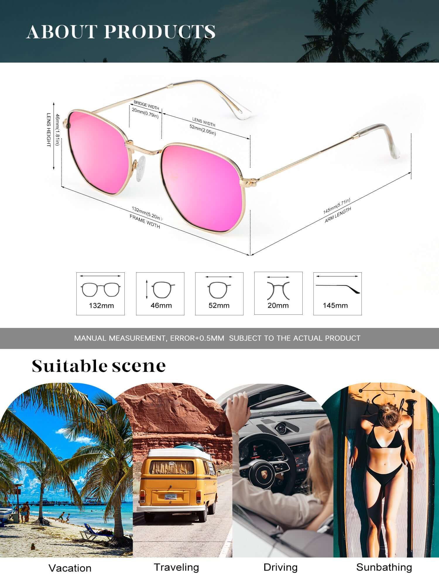 Metal Frame Hexagon Sunglasses S41