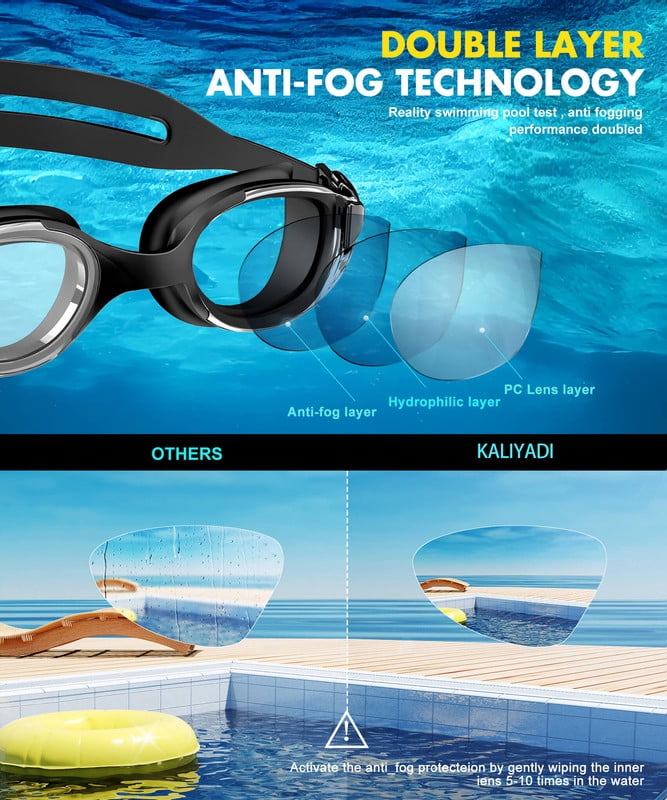 KALIYADI Swim Goggles Adult Goggles-Swimming-men and Women: Anti Fog No Leak and Ultra-wide Field of View 3 Pack WMKAY02-4-5-7