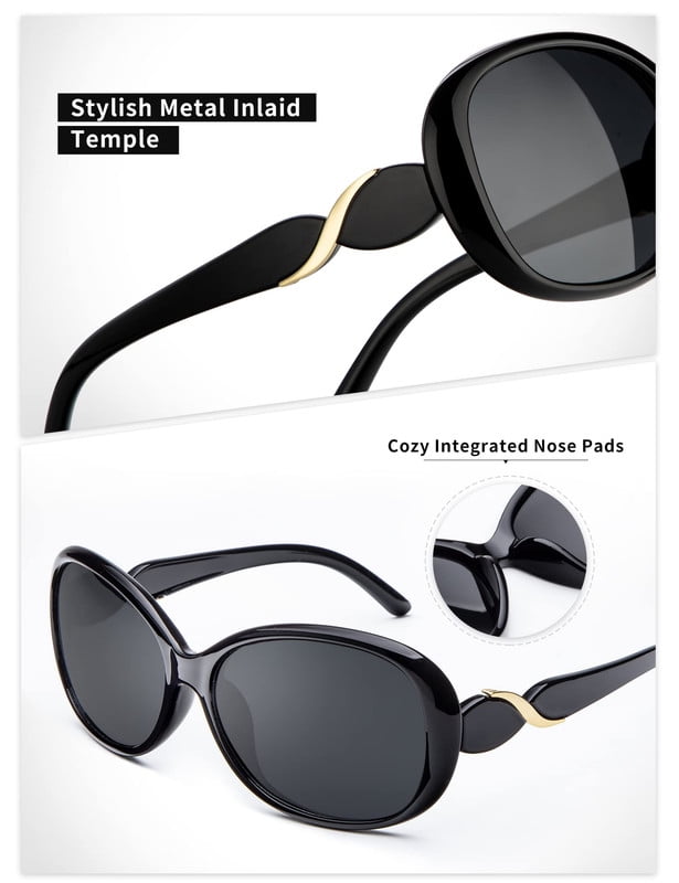 KALIYADI Oversized Sunglasses for Women, Polarized Trendy Vintage Ladies Sun Glasses with UV Protection WMKAS3702-1