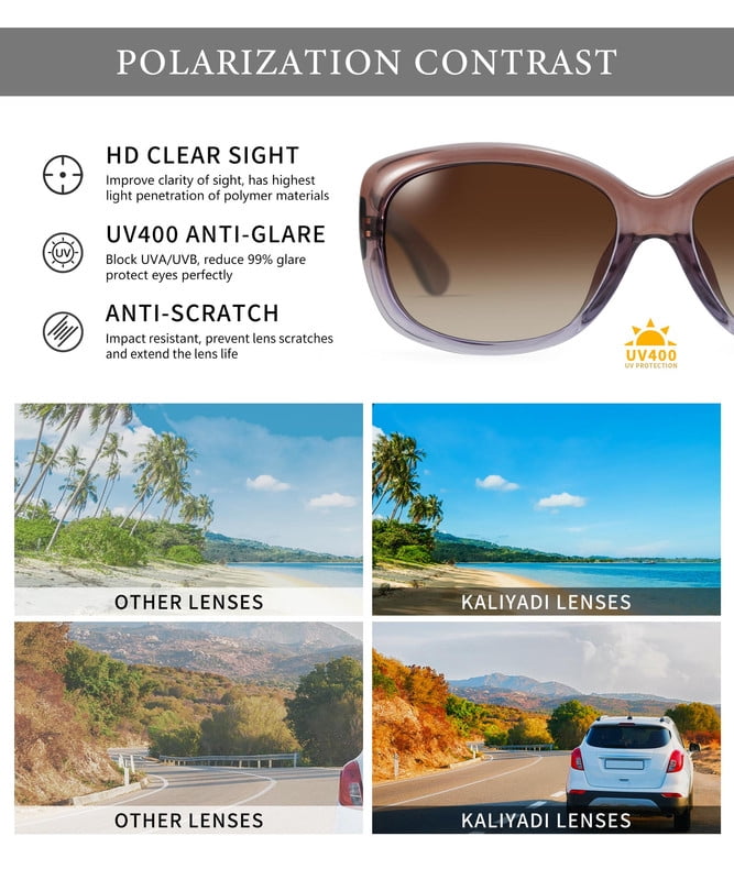 KALIYADI Women Sunglasses Polarized Sunglasses Trendy Retro Sun Glasses with UV Protection for Travel Driving WMKAS20-6