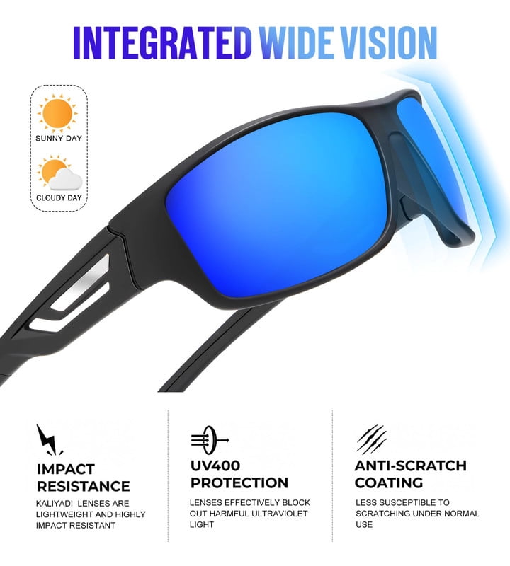 KALIYADI Sunglasses-Men Polarized Sports Sun-glasses: Mens Sunglasses Polarized UV Protection Driving Running Cycling Outdoor WMS67-1-3-4
