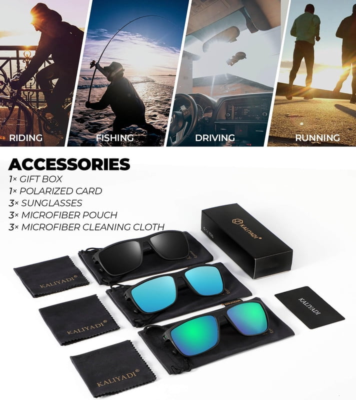 KALIYADI Polarized Sunglasses Men,Lightweight Mens Sunglasses Polarized UV Protection Driving Fishing Golf WMKAS45-1-3-5