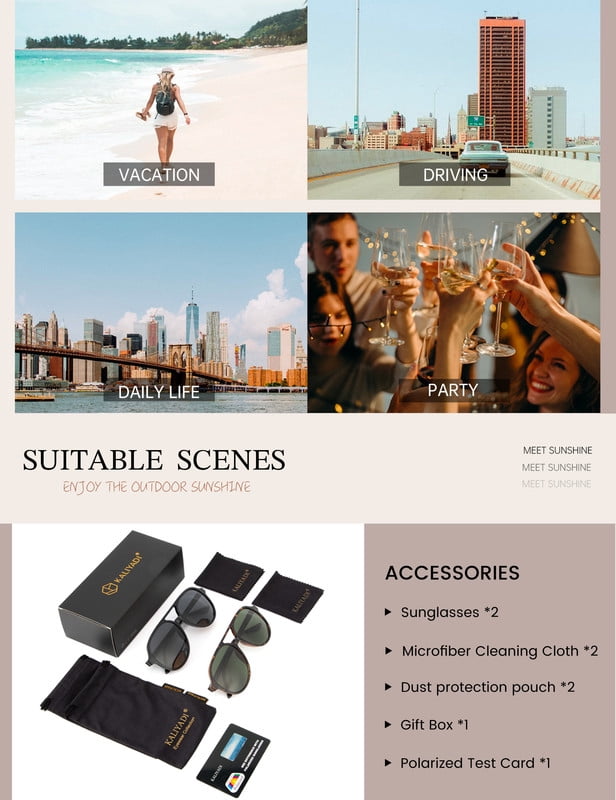 KALIYADI Aviator Sunglasses for Women,Retro Square Sun Glasses with 70s Vintage Style and UV Protection 2 Pack WMKAS2410-1-4
