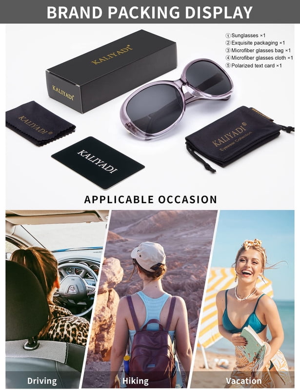KALIYADI Women's Oversized Sunglasses Butterfly Vintage Polarized Sun Glasses with UV Protection for Women WMKAS3704-4
