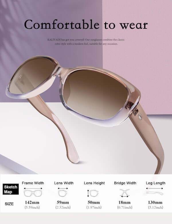 Size of graceful square polarized sunglasses