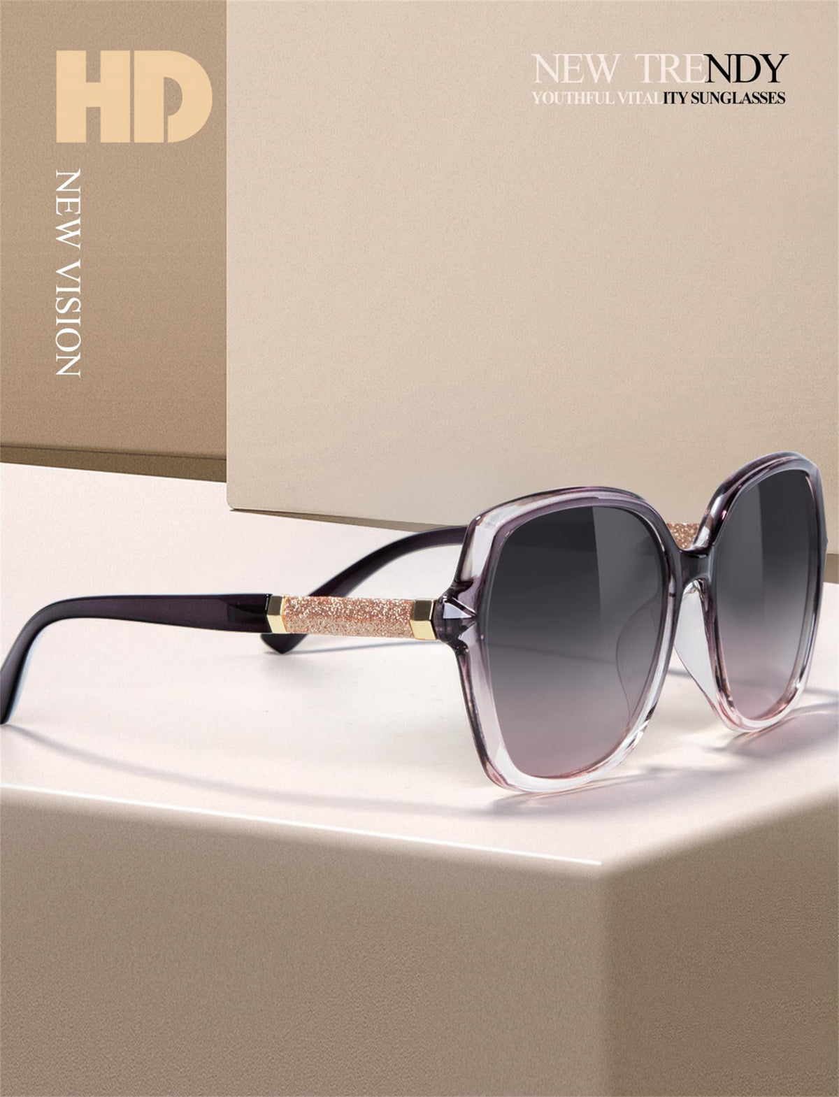 KALIYADI Women's Oversized Sunglasses Retro Polarized Sun Glasses with UV Protection for Women WMKAS37-3