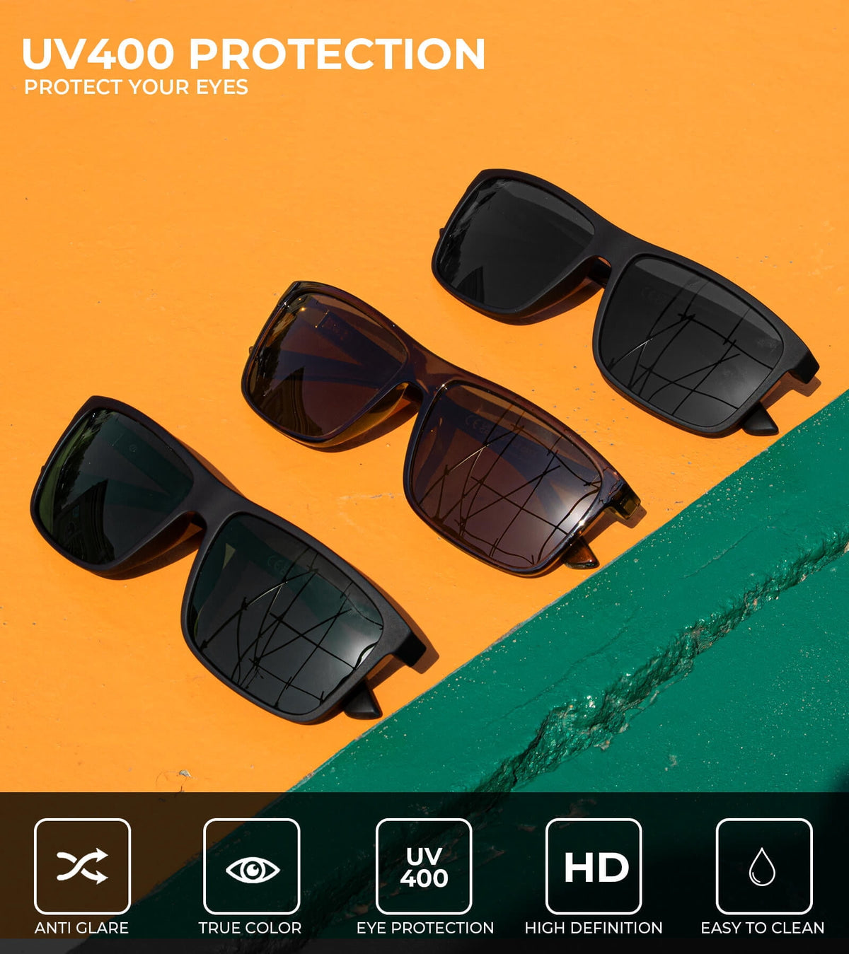 KALIYADI Polarized Sunglasses for Men and Women,Classic Square Sun Glasses with UV Protection for Driving Fishing WMS11-1-2-7