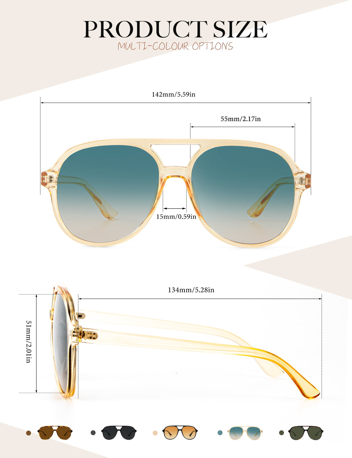 KALIYADI Aviator Sunglasses for Women,Retro Square Sun Glasses with 70s Vintage Style and UV Protection 2 Pack WMKAS2410-1-5