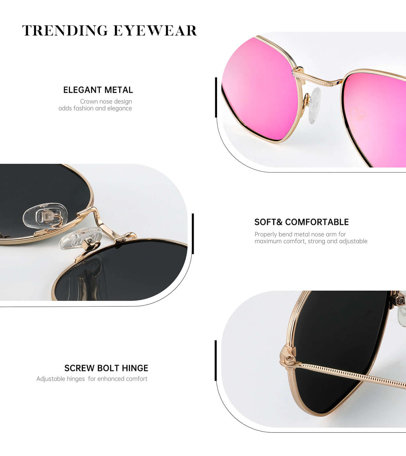 Metal Frame Hexagon Sunglasses S41