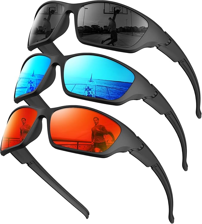 KALIYADI Polarized-Sunglasses-Men Sports Mens-Sunglasses Women: Sun Glasses with UV400 Protection for Cycling Fishing Running S68-1-2-5