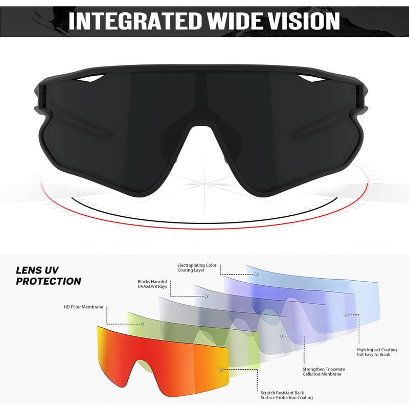 KALIYADI Polarized Sports Sunglasses for Men Cycling Sun Glasses Running Fishing UV400 Protection WMKA131-1-3-4