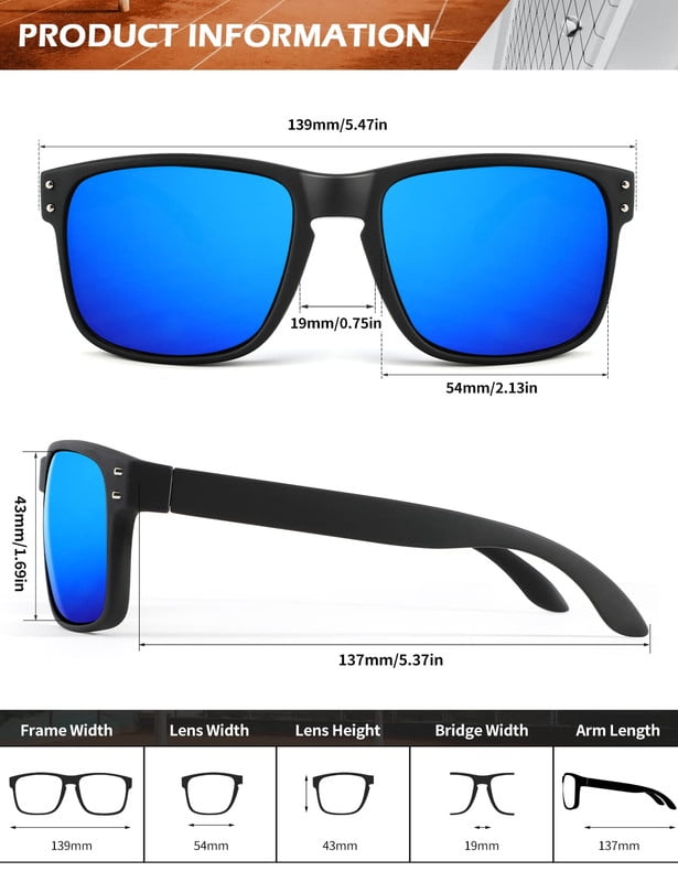 KALIYADI Polarized Sunglasses for Men and Women Vintage Style Sun Glasses for Fishing Running Driving with UV Protection WMKAS66-2-7-9