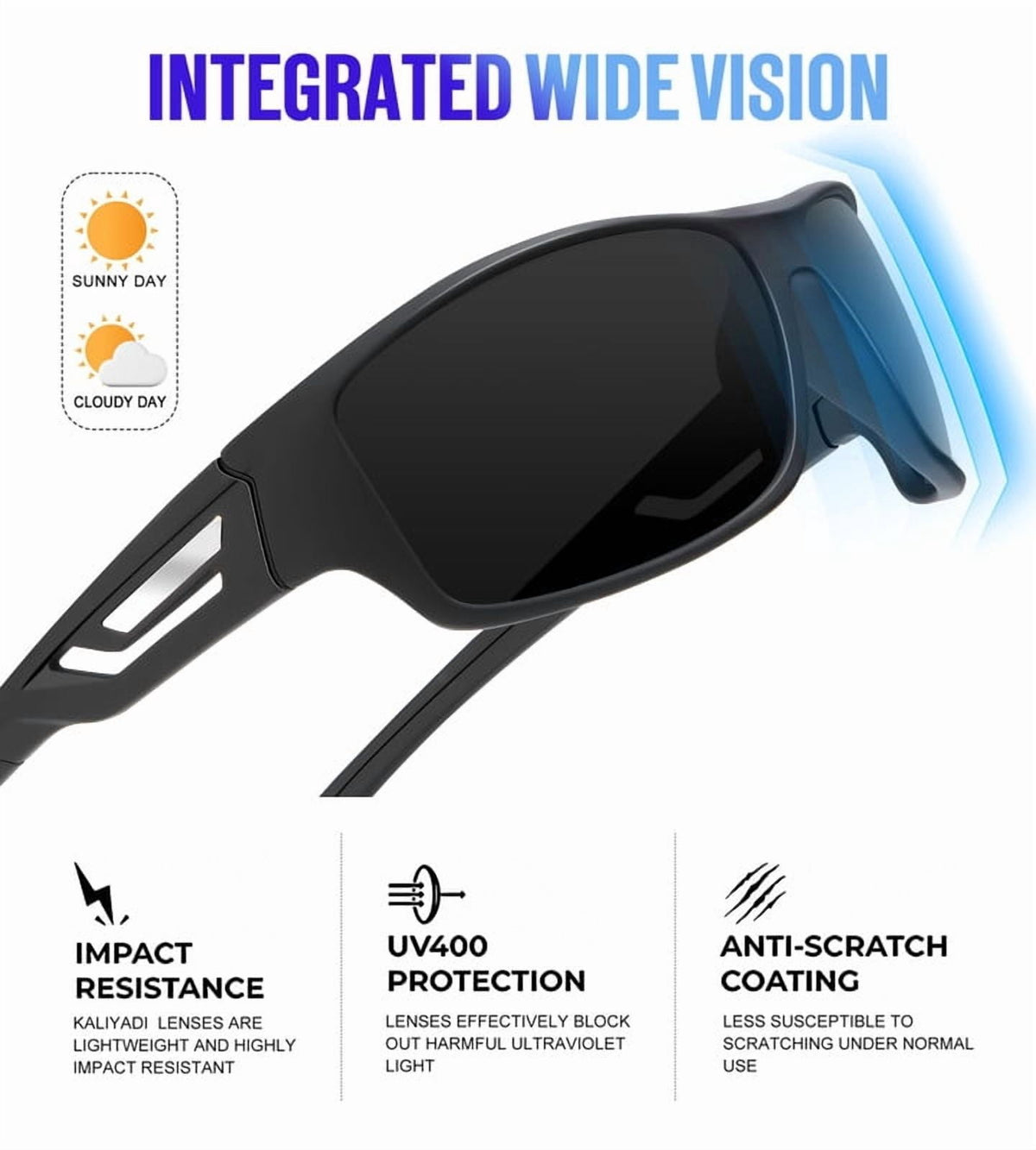 KALIYADI Sunglasses-Men Polarized Sports Sun-glasses: Mens Sunglasses Polarized UV Protection Driving Running Cycling Outdoor WMS67-1-1-1