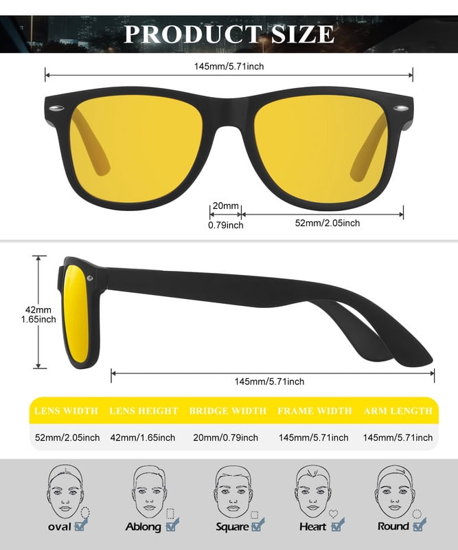 KALIYADI Night-Vision-Glasses for Men and Women Semi-Rimless Frame Anti Glare HD for Driving WMKAS22-15-S23-30