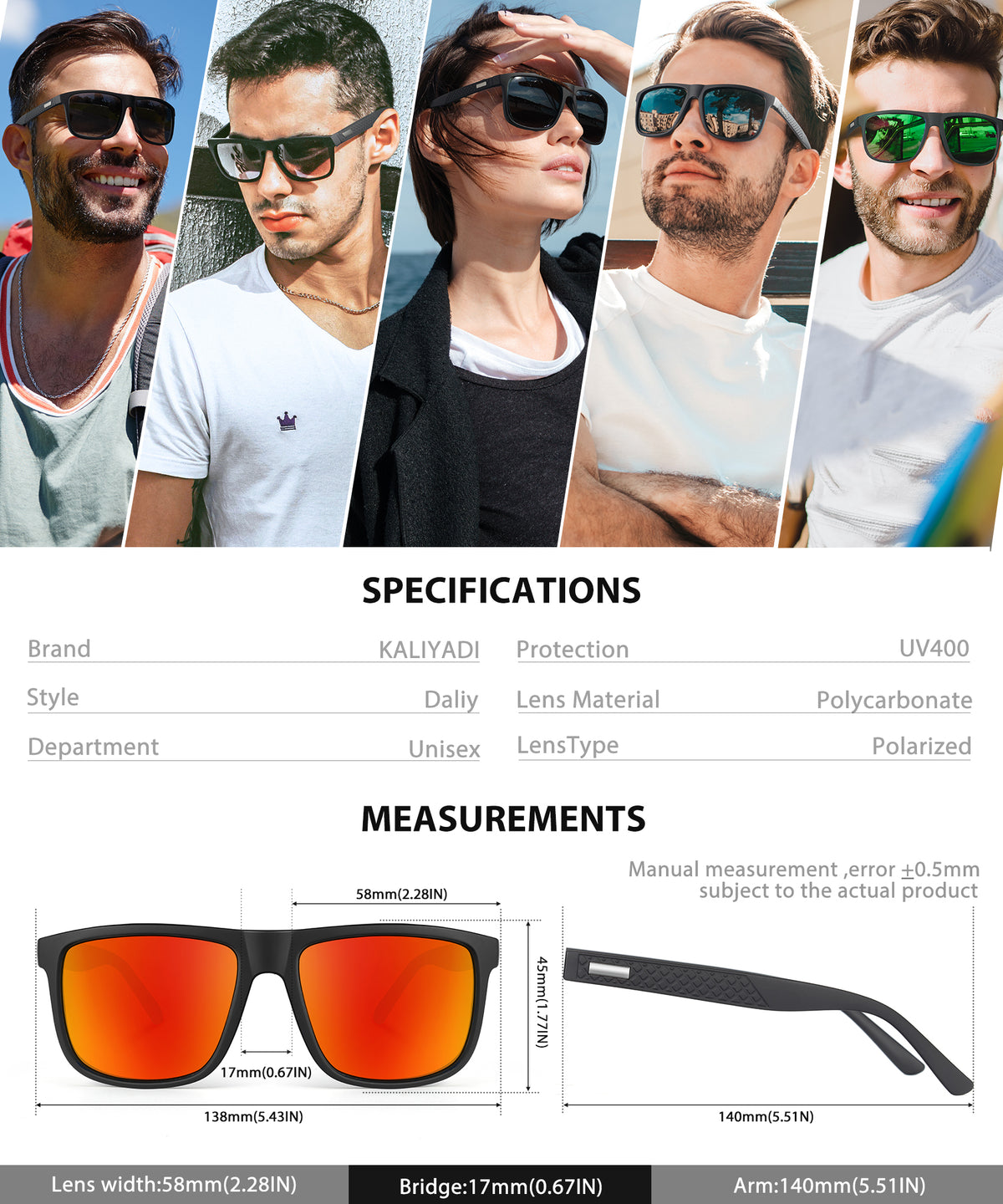 Polarized-Sunglasses Mens UV Protection Unisex Driving Fishing Golf (S13-1-4-6)